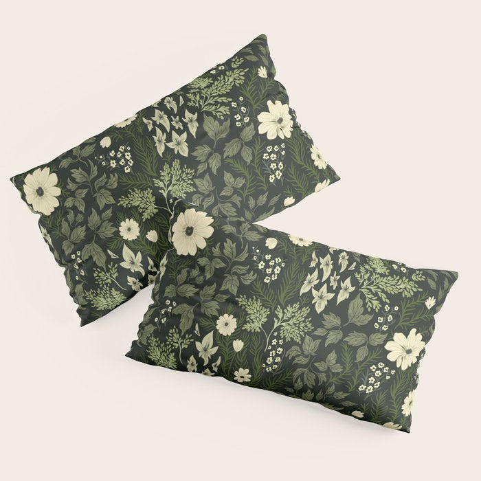 Woodland Nouveau Pattern Forest Green Pillow Sham Gallery Image 4