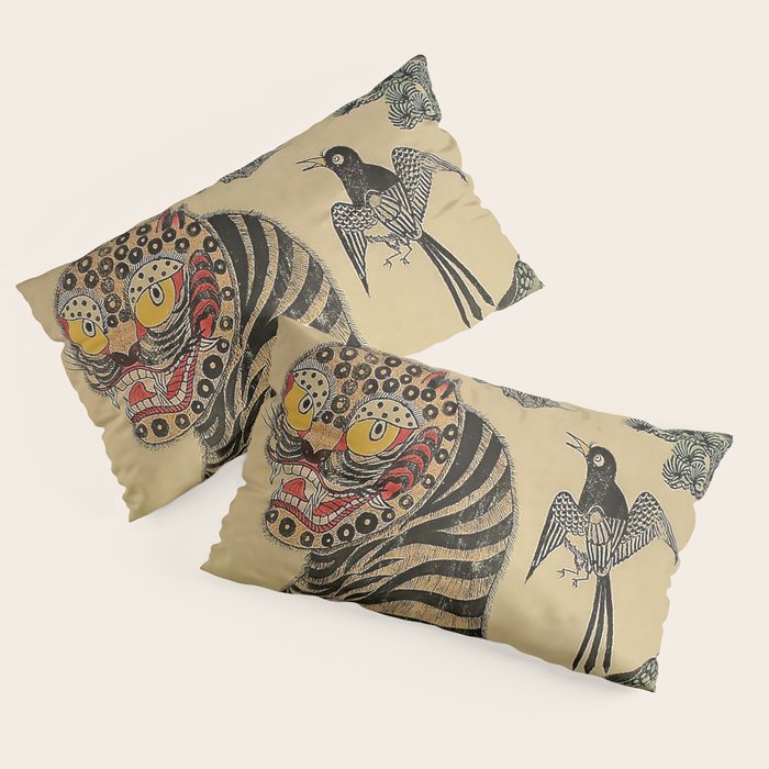 Striped Vintage Minhwa Tiger and Magpie Pillow Sham Gallery Image 4
