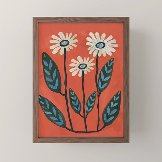 Terracotta Abstract Daisy Flowers Mini Art Print Gallery Image 2