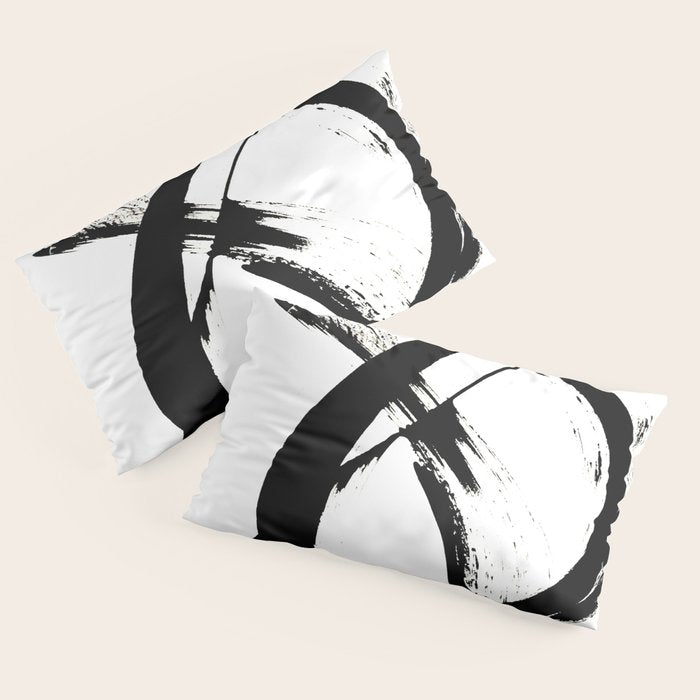 Brushstroke 7: a minimal, abstract, black and white piece Pillow Sham Gallery Image 4