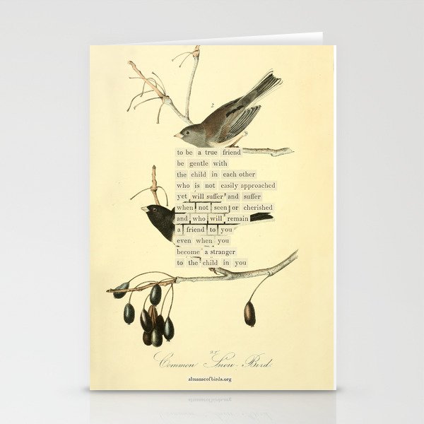 Bird Divinations: Snow Bird (about: almanacofbirds.org) Stationery Card Gallery Image 1