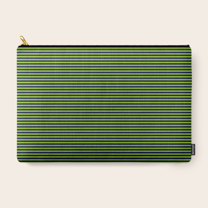 Lime Green and Navy Blue Ultra Fine Stripes Carry All Pouch Gallery Image 3