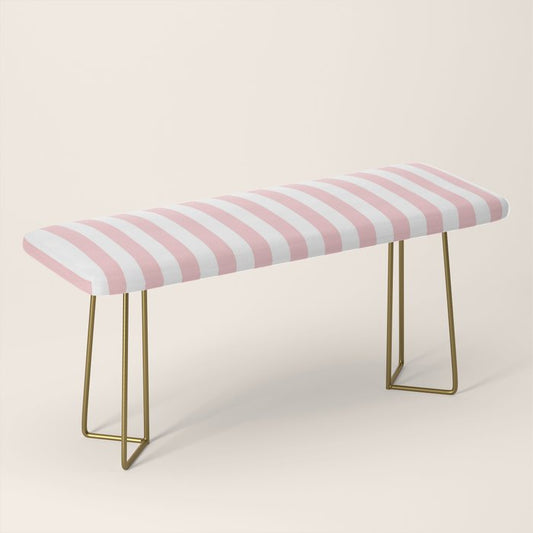 Large Classic Pink and White Stripe Pattern Bench Gallery Image 2