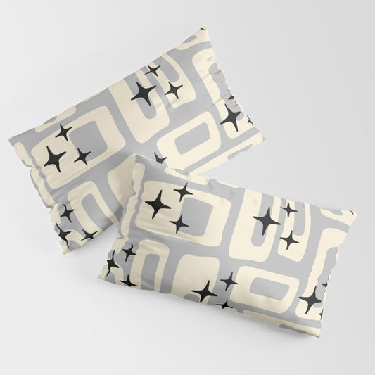 Retro Mid Century Modern Abstract Pattern 576 Gray Black Pillow Sham Gallery Image 2