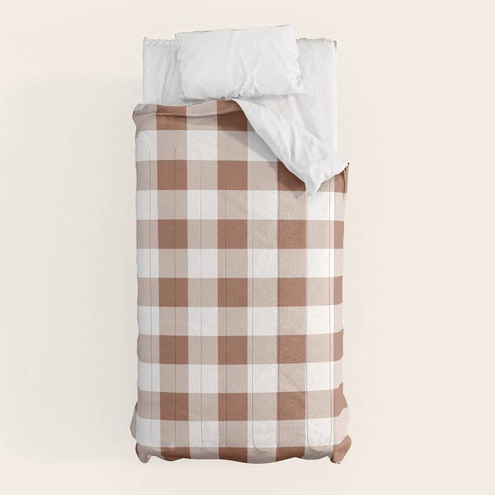 Gingham Large Brown White Comforter Gallery Image 10