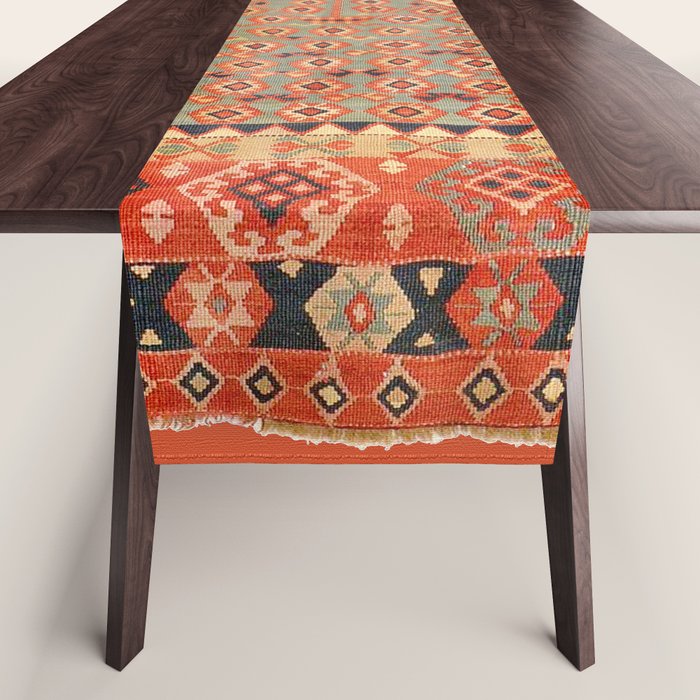 Antique Erzurum Turkish Kilim Rug Print Table Runner Gallery Image 1