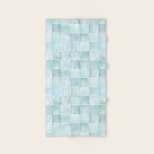 Sea Glass Tiles Watercolor Bath Towel Gallery Image 2