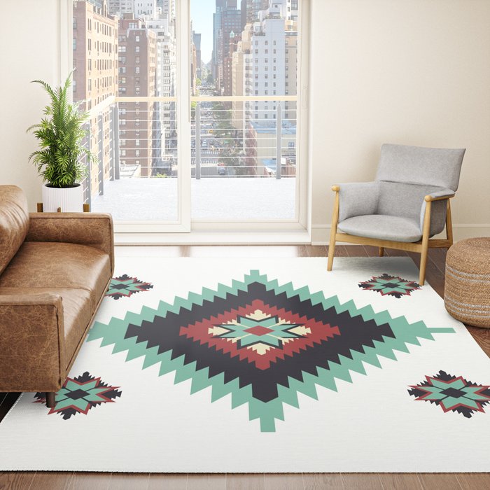 Southwest Santa Fe Geometric Tribal Indian Pattern Rug Gallery Image 4