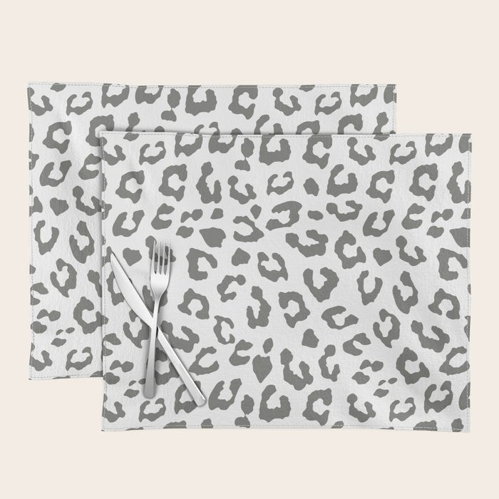 Safari Leopard Print - Grey & White Placemat Gallery Image 2