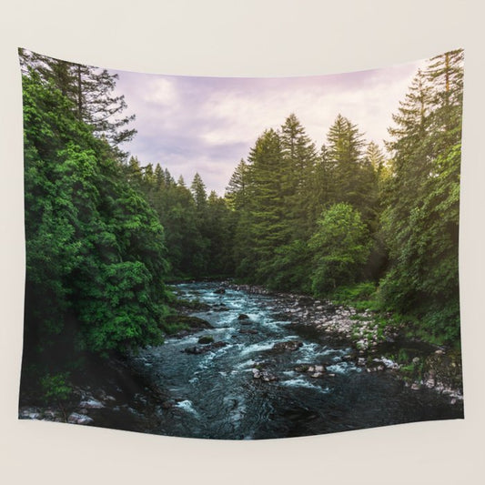 PNW River Run II - Pacific Northwest Nature Photography Wall Tapestry Gallery Image 2
