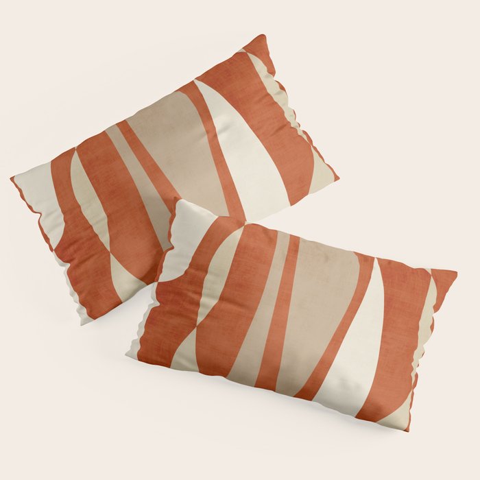 Burnt-Orange Tan Beige Lines Abstract Artwork Pillow Sham Gallery Image 4