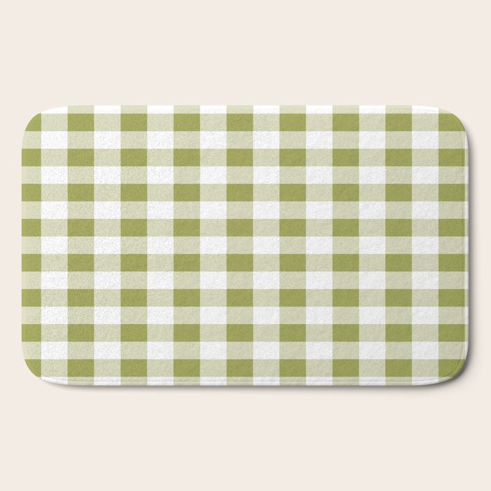 Gingham Large Green White Bath Mat Gallery Image 2