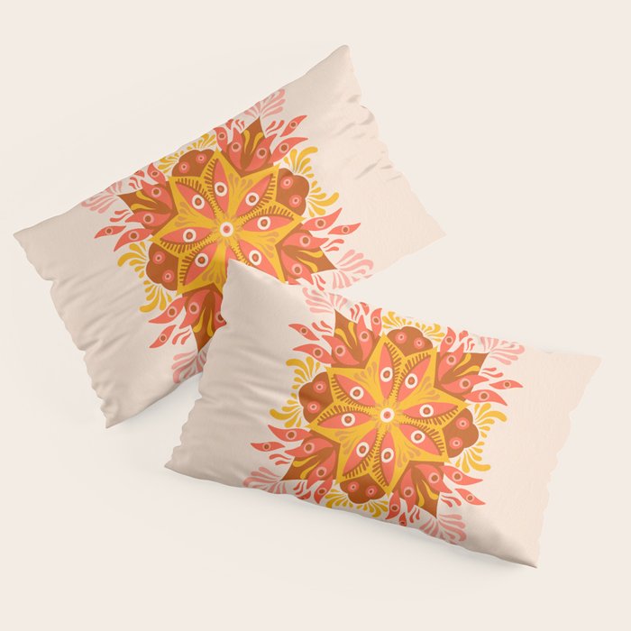 Trippy Mandala - Retro Ochre Pillow Sham Gallery Image 4