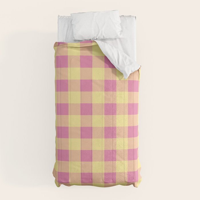 Gingham Large Pink Orange Yellow Comforter Gallery Image 10