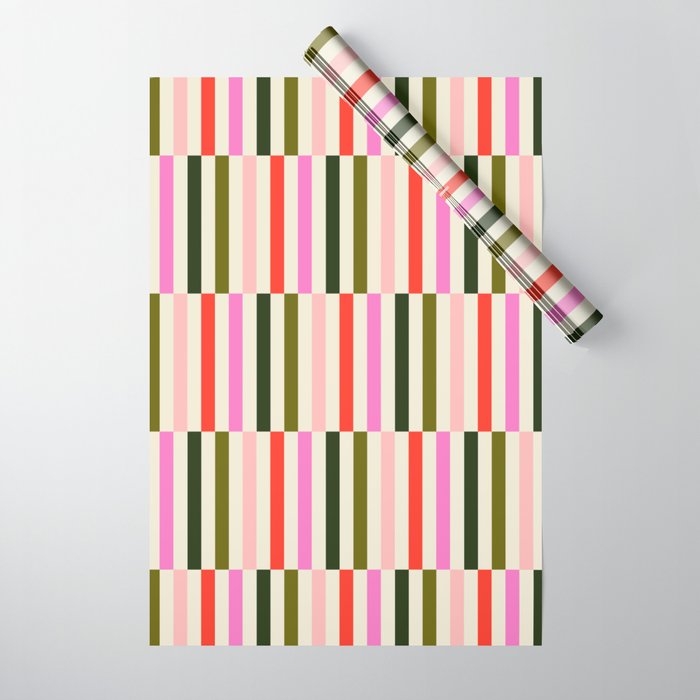 Holly Jolly Stripes Wrapping Paper Gallery Image 1
