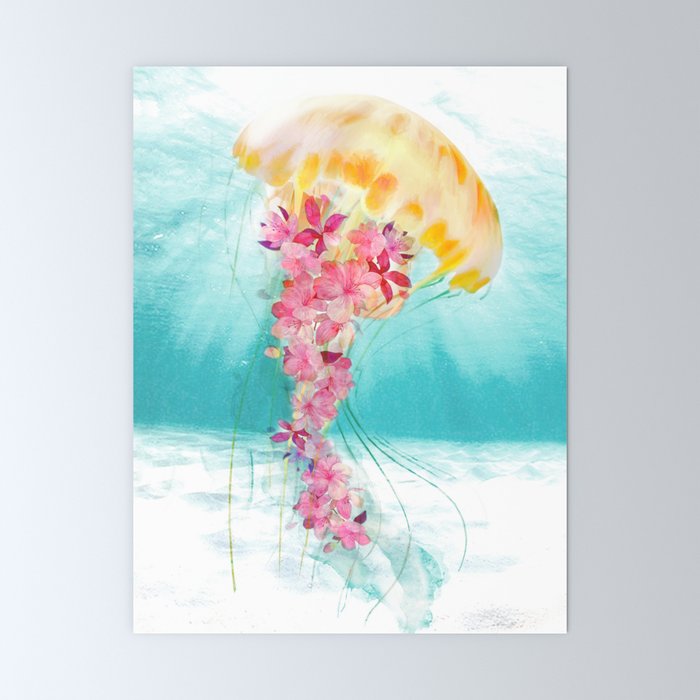 Jellyfish with Flowers Mini Art Print Gallery Image 6