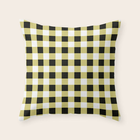 Gingham Large Yellow Black White Throw Pillow Gallery Image 2