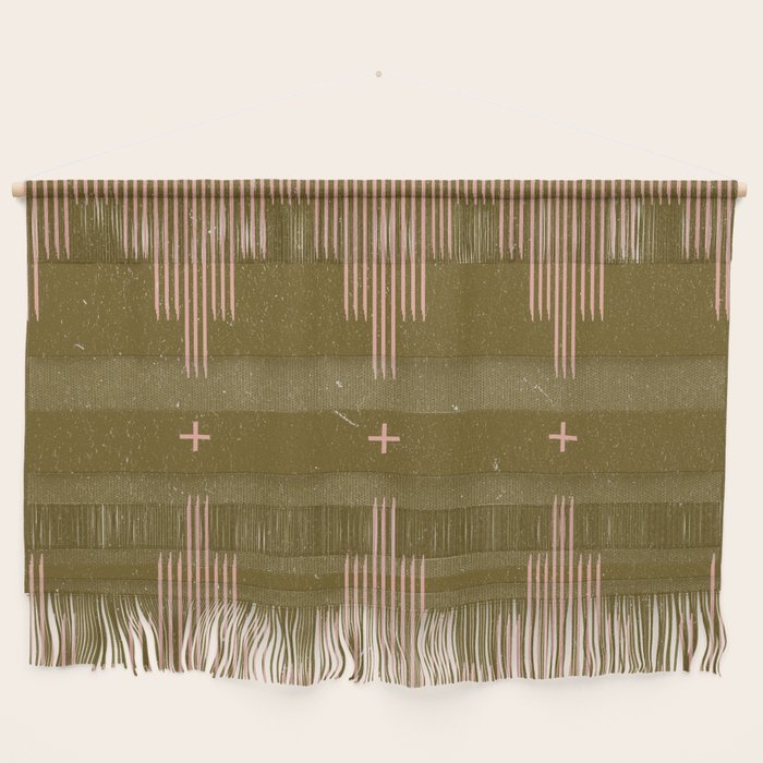 Southwestern Minimalist Retro Green & Pink Wall Hanging Gallery Image 2