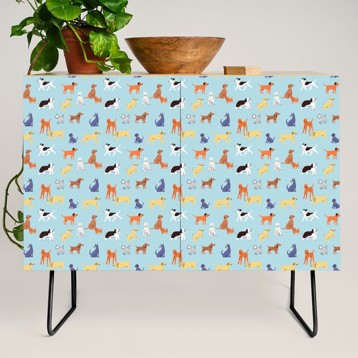 Funny dog animal cartoon art pattern Credenza Gallery Image 2