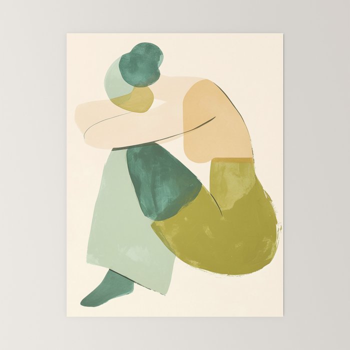 Sage Green Abstract Woman Painting Mini Art Print Gallery Image 6