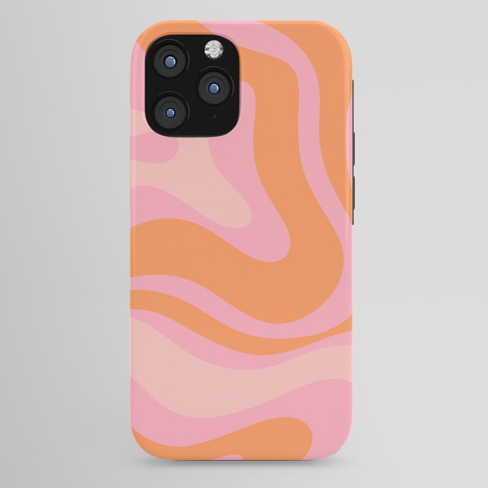 Modern Liquid Swirl Abstract Pattern Square in Retro Pink and Orange iPhone Case Gallery Image 44