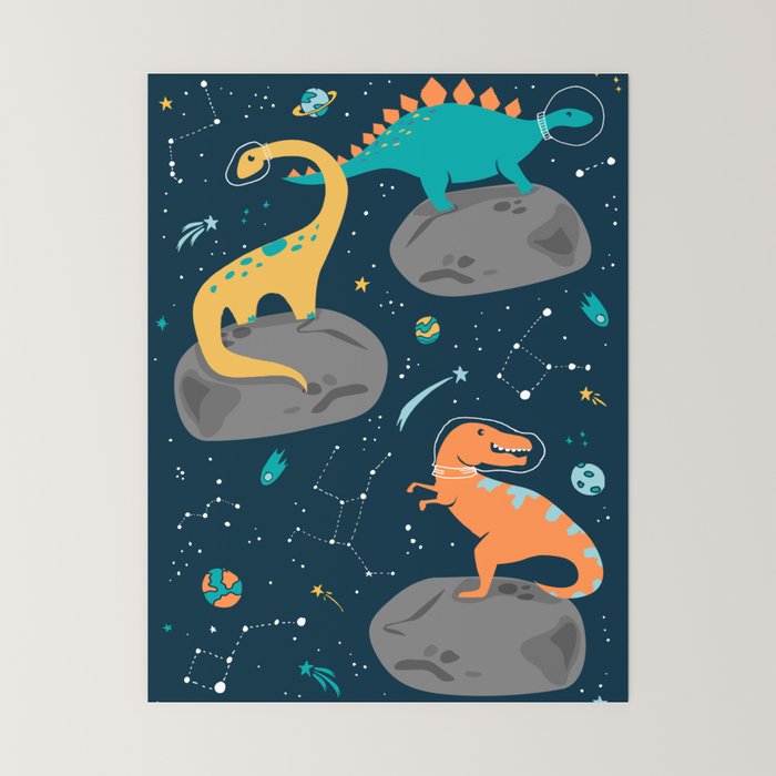 Dinosaurs Floating on an Asteroid Mini Art Print Gallery Image 6