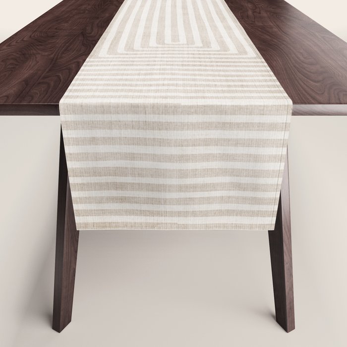 Neutral Light Beige Lines Modern Minimalism Art Table Runner Gallery Image 1