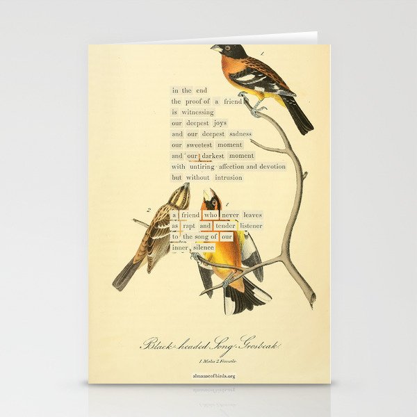 Bird Divinations: Black-headed Song-grosbeak (about: almanacofbirds.org) Stationery Card Gallery Image 1