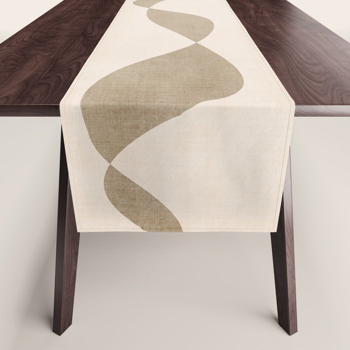 Neutral Soft Tones Modern Lines Artworks Table Runner Gallery Image 1
