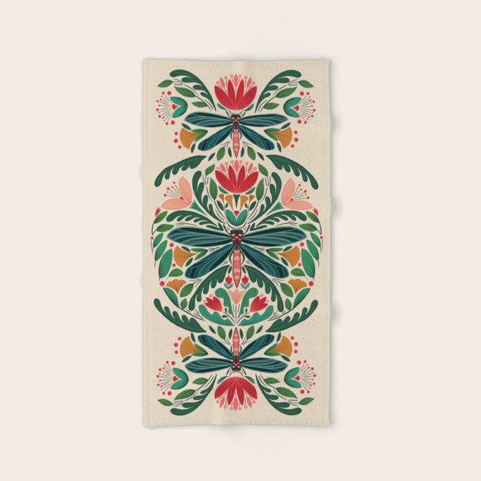 Dragonfly Folk Design Bath Towel Gallery Image 2