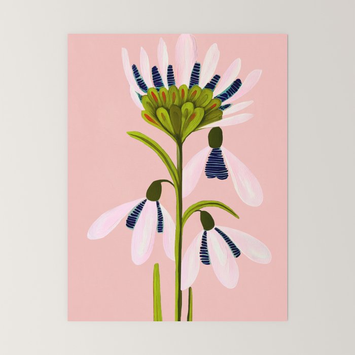 Snowdrop Trio on Blush Pink Mini Art Print Gallery Image 6