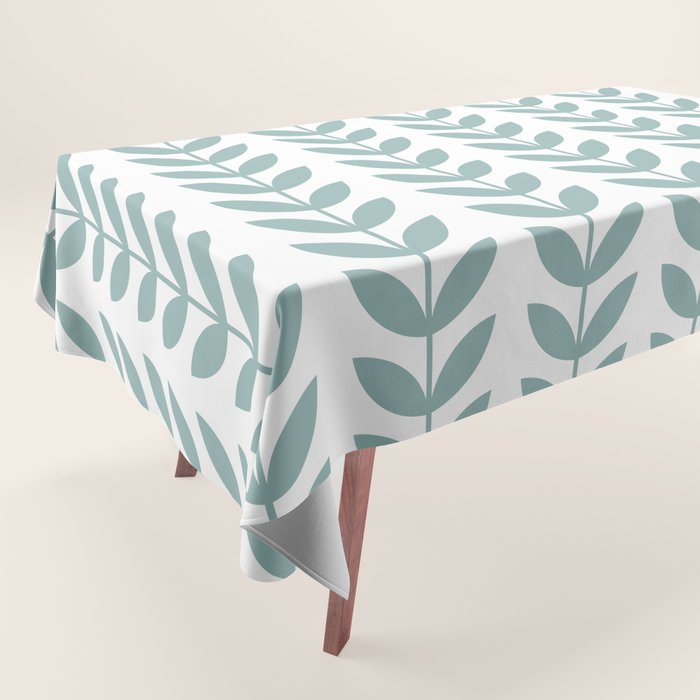 Scandinavian Mid Century Pattern 1950s Blue Tablecloth Gallery Image 1