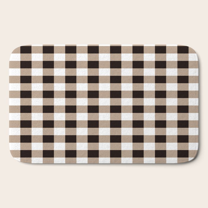 Gingham Large Tan Black White Bath Mat Gallery Image 2