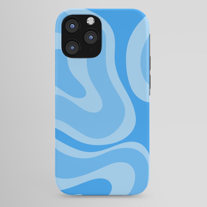 Modern Retro Liquid Swirl Abstract Pattern in Light Blue and Sky Blue iPhone Case Gallery Image 44