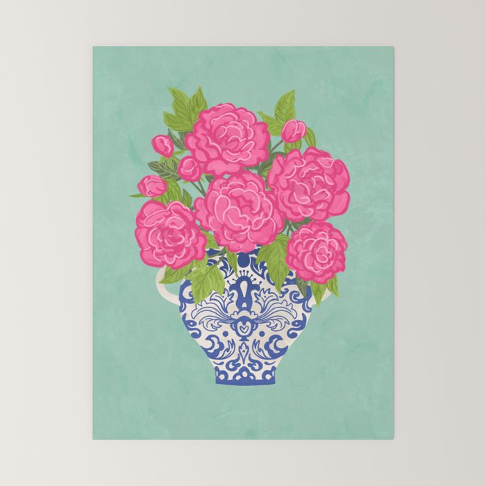 Pink Peonies in Ginger Jar Vase Mini Art Print Gallery Image 6