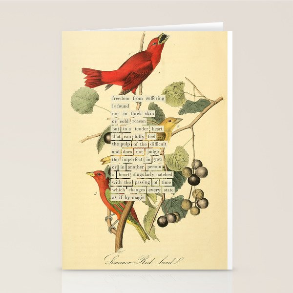 Bird Divinations: Summer Red-bird (about: almanacofbirds.org) Stationery Card Gallery Image 1