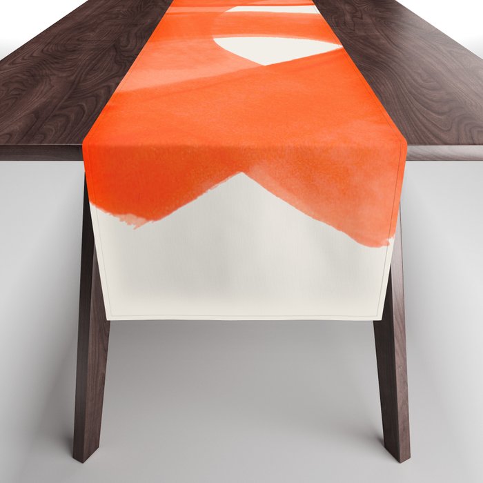 Mid Century Modern Abstract Painting Orange Watercolor Brush Strokes Table Runner Gallery Image 1