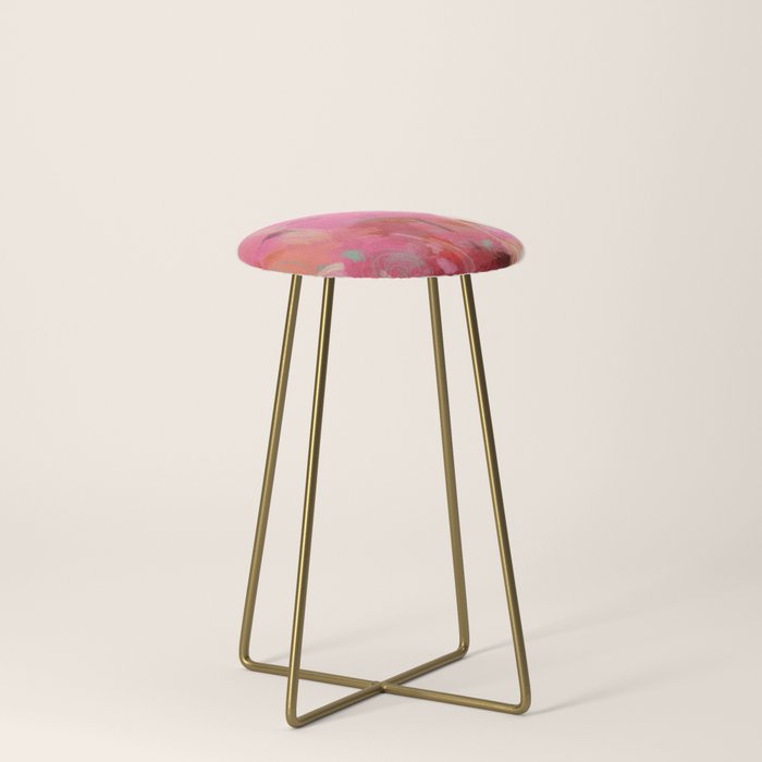 pink floral illusion abstract art Stool Gallery Image 4