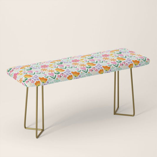 Colorful retro flower folk art pattern Bench Gallery Image 2