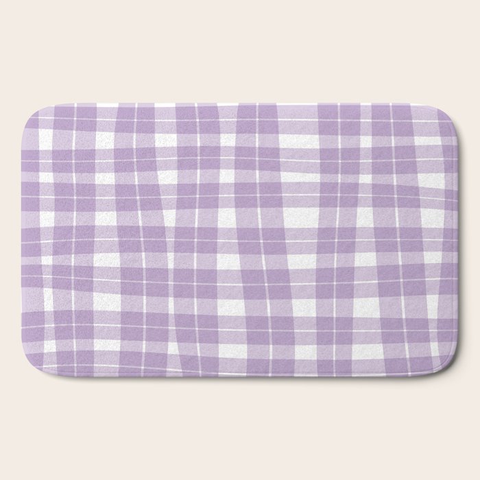 Wavy Plaid Lilac White Bath Mat Gallery Image 2