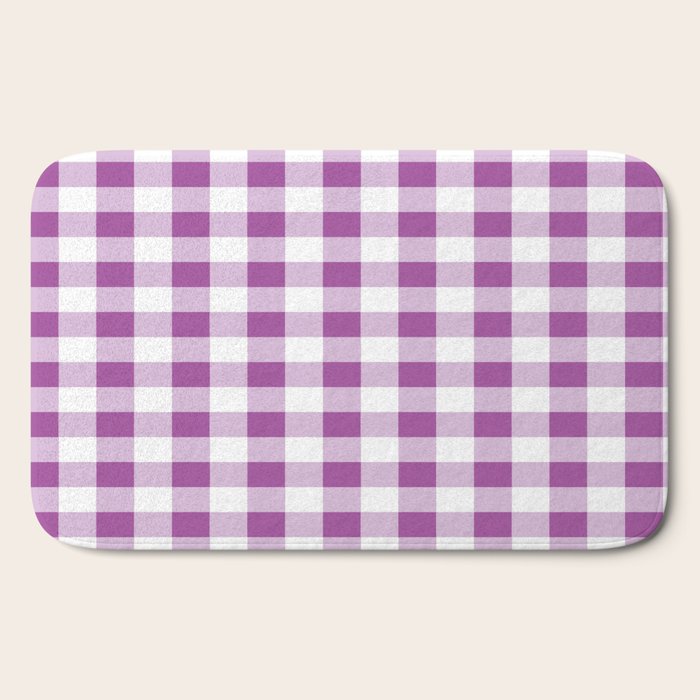 Gingham Large Lavender Amethyst White Bath Mat Gallery Image 2