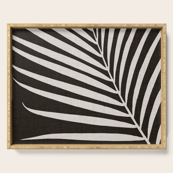 Black and White Palm Frond Serving Tray Gallery Image 1
