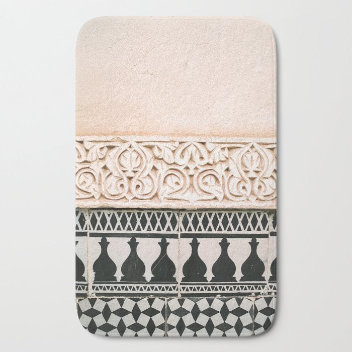 Graphic tile pattern | Moroccan Arabic tiles in earth tones. | Pastel film marrakech photography Bath Mat Gallery Image 2