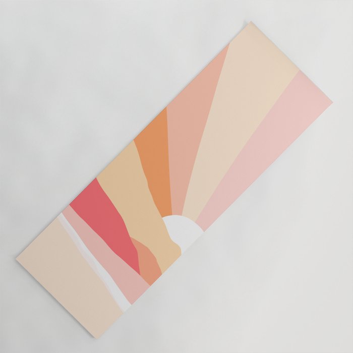 Sunny Coastal Retro Rainbow Yoga Mat Gallery Image 1