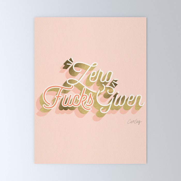 Zero F*cks Given - Blush & Gold Palette Mini Art Print Gallery Image 6