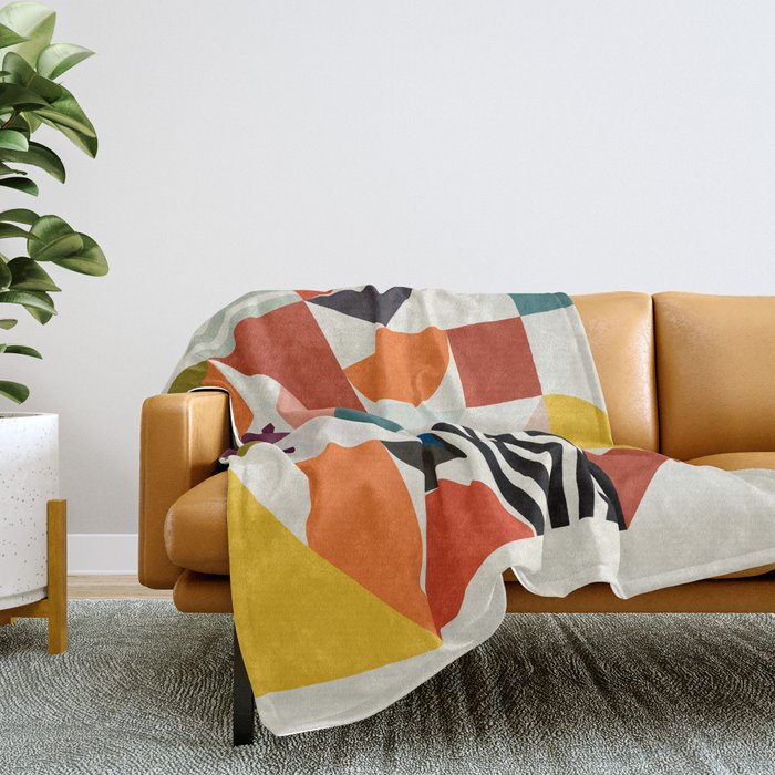 mid century retro shapes geometric Throw Blanket Gallery Image 2