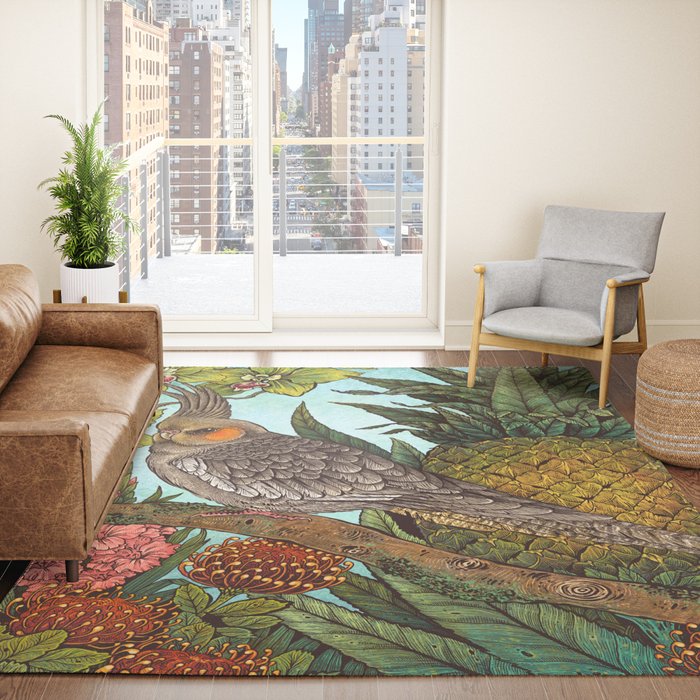 Cockatiel And Pineapple Rug Gallery Image 4