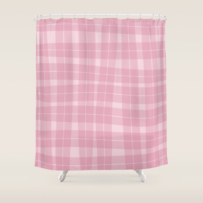 Wavy Plaid Pink Shower Curtain Gallery Image 1