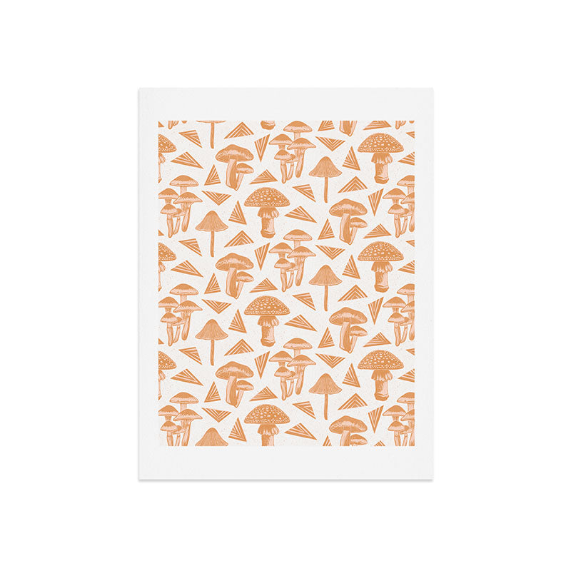 Block-print Mushrooms - ochre and blush pink Art Print Gallery Image 9