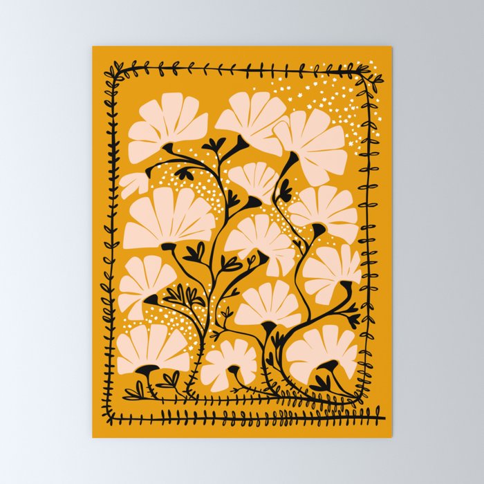 Ever blooming good vibes mustard yellow Mini Art Print Gallery Image 6